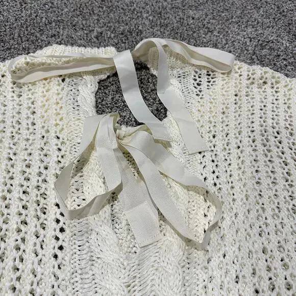 New with tags, VENUS Bow Tie Crochet Sweater, Cream, Size XL - Picture 7 of 15